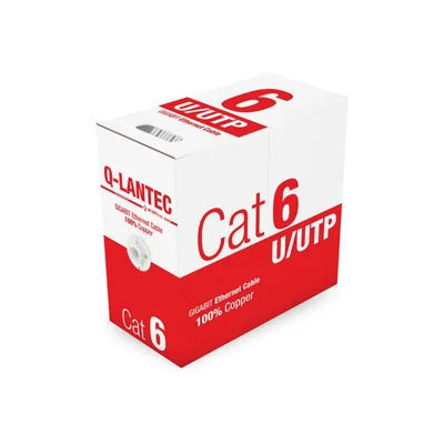 Câble réseau U/UTP catégorie 6, paire torsadée, PVC, ECA 4PR, 1 Gbit/s (10 Gbit/s jusqu'à 55 m), garantie 10 ans, gris, 305 m - Q-LANTEC