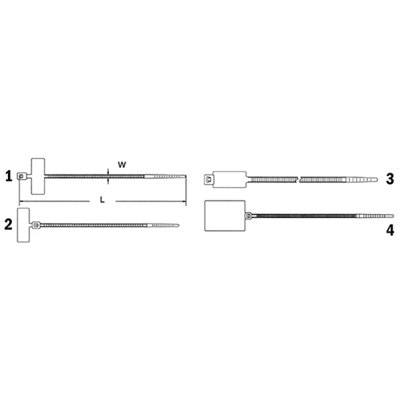 Cable tie with space for inscription 110x2.5 mm 25x8 mm