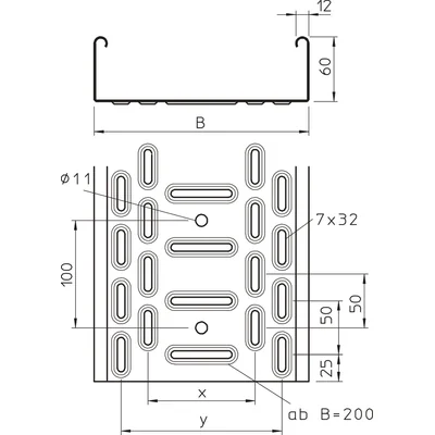 Cable tray LKS 60X050 2M.FS, LKS 605 FS