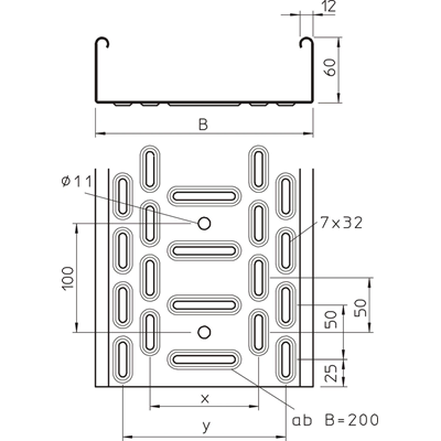 Cable tray LKS 60X100 2M FS, LKS 610 FS
