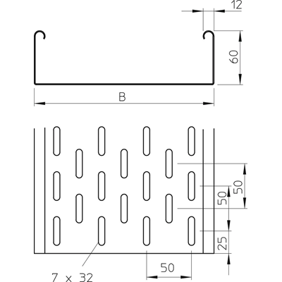 Cable tray SKS galvanized steel 60X200 3m