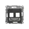 Cache double prise data IP44 pour Keystone avec champ descriptif, rabat anthracite transparent