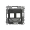 Cache double prise data IP44 pour Keystone avec champ descriptif, rabat anthracite transparent