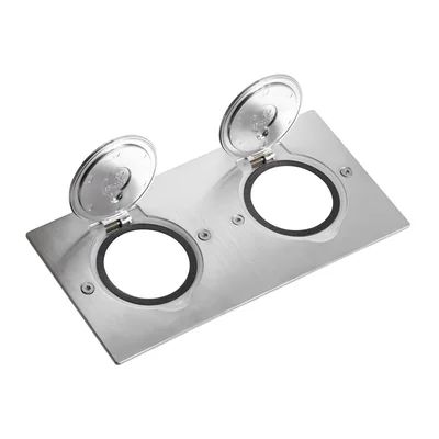 Cache-prise, double, rectangulaire, Inox