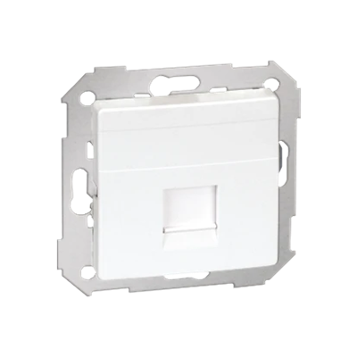 Cache prise RJ45 1 prise avec adaptateur et obturateur blanc