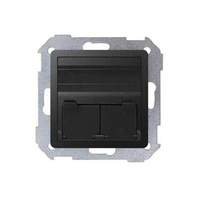 Cache prise RJ45 x2 oblique graphite