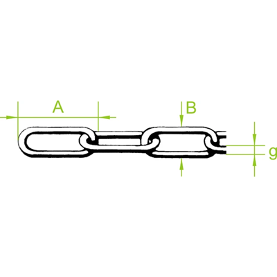 Cadena recta para suspender rutas de cables.
