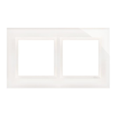 Cadre double Nature-Glass BLANC PERLE IP20/IP44