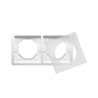 Cadre double pour version étanche aux éclaboussures IP44 avec jeu de joints, blanc