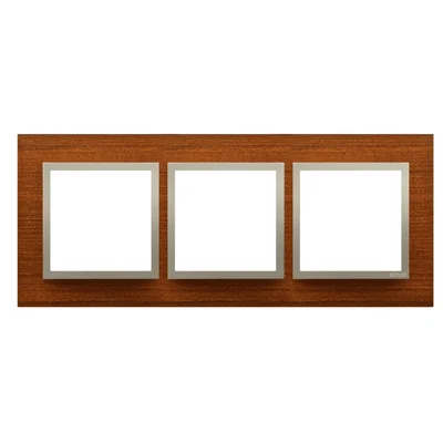 Cadre triple Nature-Drewno NOYER DORÉ IP20/IP44