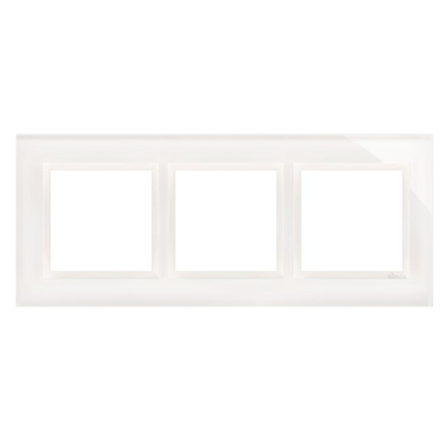 Cadre triple Nature-Glass BLANC PERLE IP20/IP44