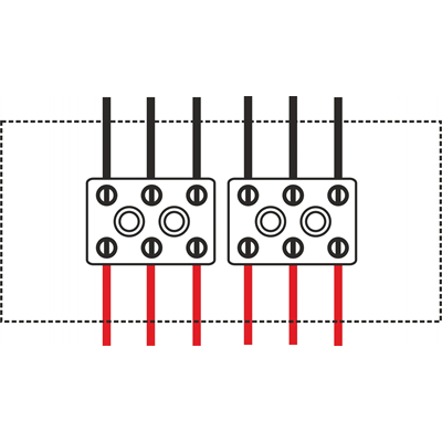 Caja cortafuegos rectangular E90 mediante 2x3x4mm2 103x30x197mm roja