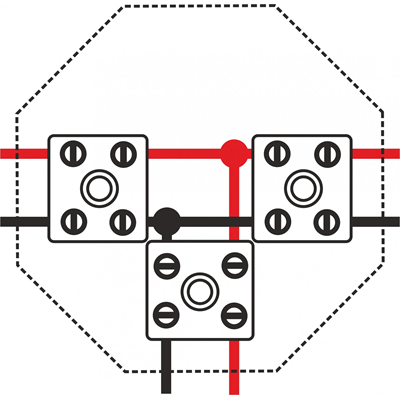 Caja de conexiones cortafuegos octagonal E90 3x2x4mm2 115x28x123mm roja