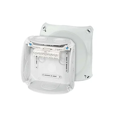 Caja de conexiones de superficie DK 0604 GZ 130x130x77mm con regleta de bornes 4mm IP66 gris