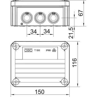 Caja de conexiones T 100 SW con cables