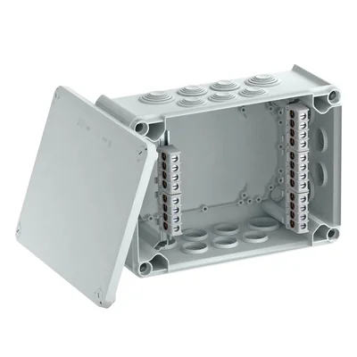 Caja de conexiones T 350 KL con regleta de bornes e insertos.