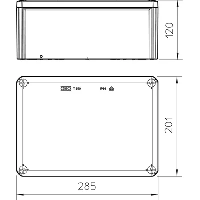 Caja de conexiones T 350 OE sin orificio de entrada