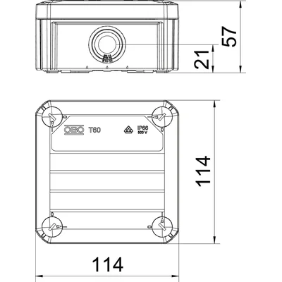 Caja de conexiones T 60 RO-LGR con prensaestopas, tapa roja