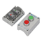 Caja de control de 2 orificios con botones verde/rojo, gris IP65