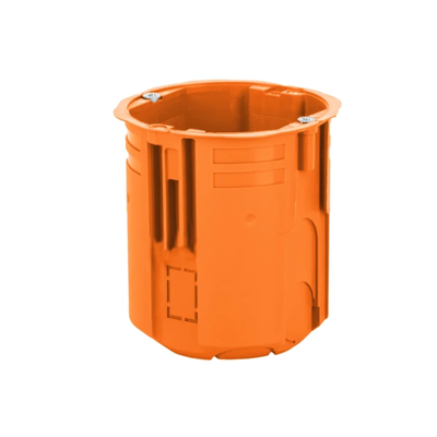 Caja de empotrar de 60 mm, extra profunda, 80 mm, con tornillos, conectada con un conector KG71, naranja