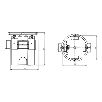 Caja de empotrar serie S60G, fi60mm, 80mm fondo, azul