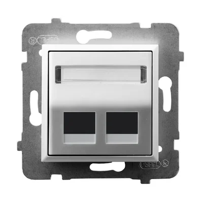 Caja de enchufe ARIA Double Keystone, inclinada, blanca