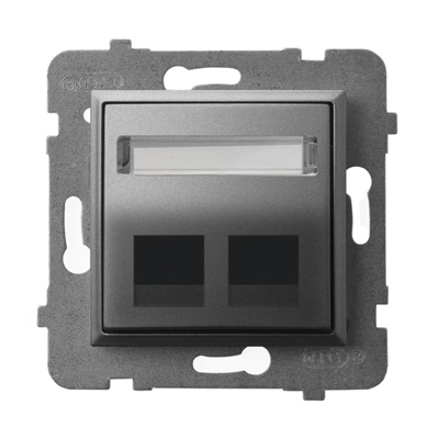 Caja de enchufe ARIA Double Keystone, inclinada, gris mate