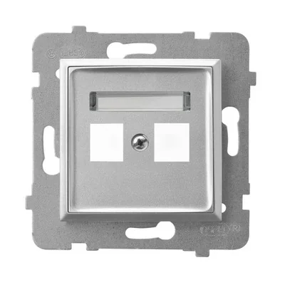 Caja de enchufe doble ARIA Keystone, recta, plateada