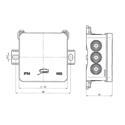 Caja de instalación mural NS5 FASTBOX&HOOK, gris