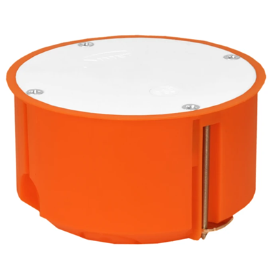 Caja de instalación para paredes vacías con tapa interior atornillada P70F fi70mm naranja