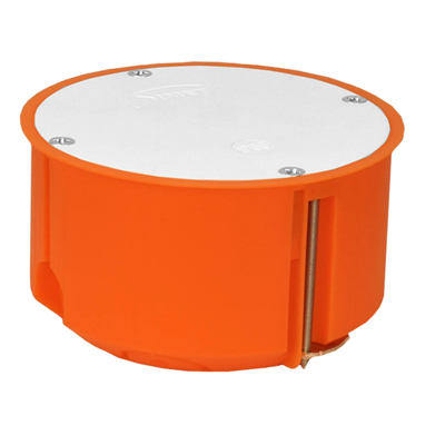 Caja de instalación para paredes vacías con tapa interior atornillada P80F fi80mm naranja