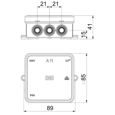 Caja de instalación SERIE A A11 sin regleta de bornes IP55