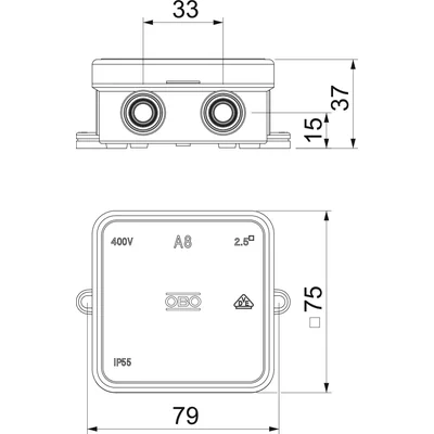 Caja de instalación SERIE A A8 sin regleta de bornes IP55
