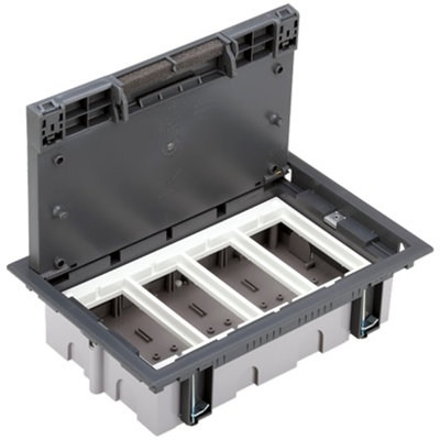 Caja de suelo de 4 módulos, 8x K45 + SM402/9, gris