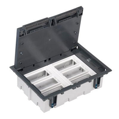 Caja de suelo de 6 módulos, 12x K45 + 2x SM302/9, gris grafito