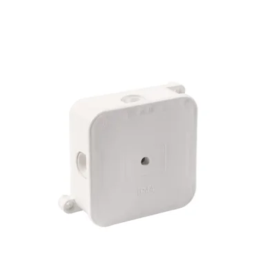 Caja de superficie con debilitamiento, 4 entradas, 88x88x40mm, IP44, tapa de rosca, blanca