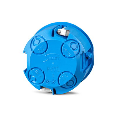 Caja para paredes vacías con tapa PV70 fi70mm azul