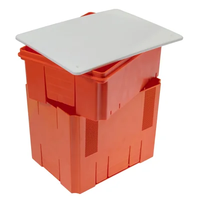 Caja profunda para conector de protección contra rayos, ajustable, tapa blanca, 210x165x210 mm, naranja, IP20