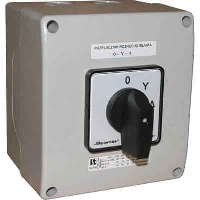 Cam switch 100A, L-O-R reversing switch, in OB18 housing with lockable front