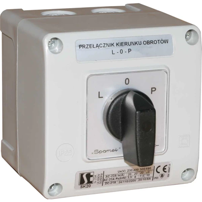 Cam switch 16A, 0-1 double pole switch, in OB11 enclosure