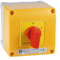 Cam switch 16A, 0-1 three-pole switch, in OB12 housing with yellow-red front