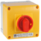 Cam switch 16A, 0-1 three-pole switch, in OB12 housing with yellow-red front