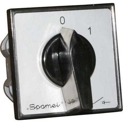 Cam switch 16A, two-speed Dahlander switch, mounted to the desk gray face black knob