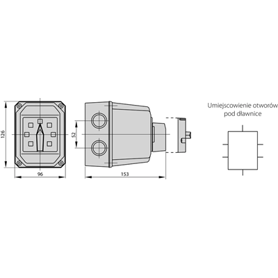 Cam switch 32A, three-pole 1-0-2 switch, in OB3 enclosure