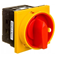 Cam switch 40A, three-pole switch disconnector 0-1, panel mounting, yellow-red lockable front