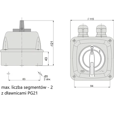 Cam switch Arc 63-13/5 On-Off 0-I for padlock IP-65