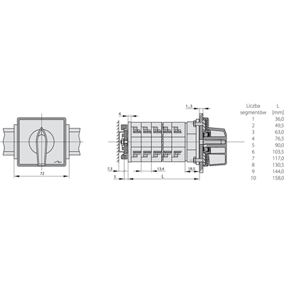 Cam switch, switch disconnector 0-1-2 four-level 25A, in OB2 housing