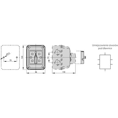 Cam switch, switch disconnector 0-1 three-level 25A in a housing