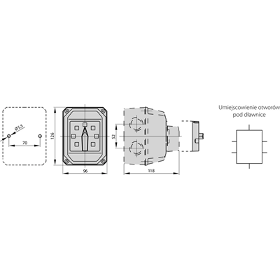 Cam switch, three-pole 0-1 switch-disconnector in housing