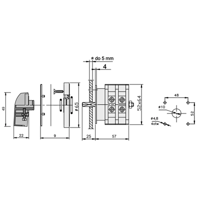 Cam switch with front plate Arch 40-12 IP-65